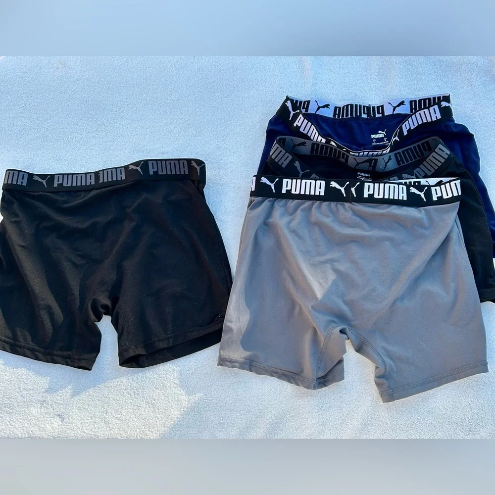 Puma Boxer Briefs Four Pair Sz. Large Gray Black & Blue